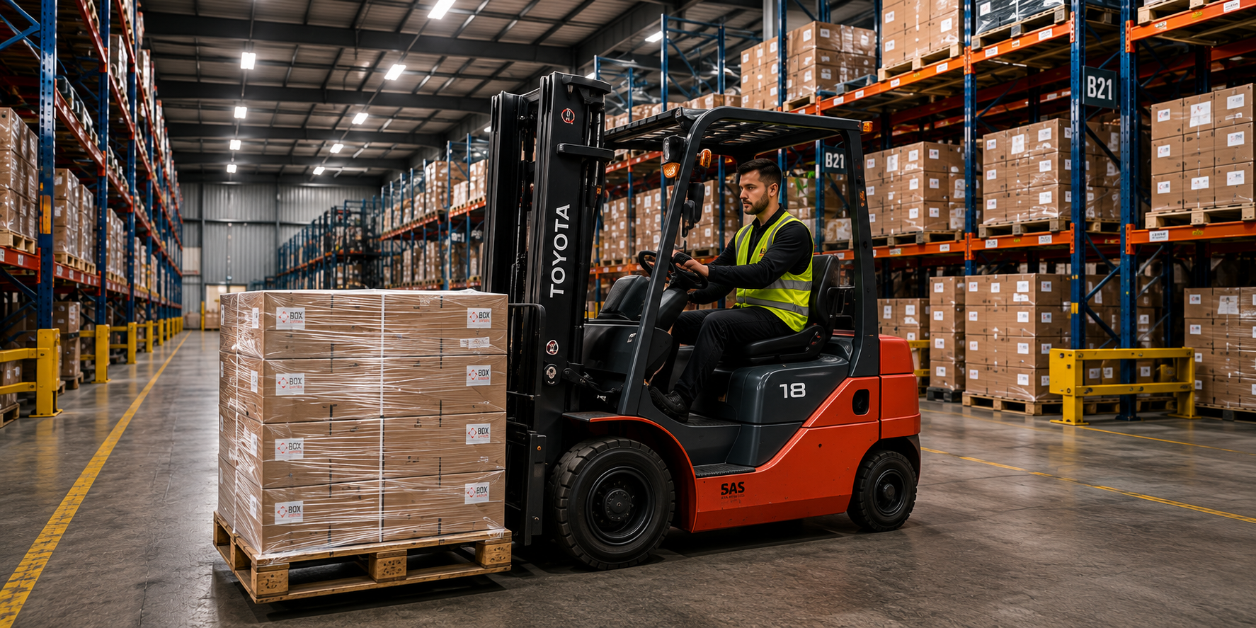 Box Logistics warehouse and forklift operations